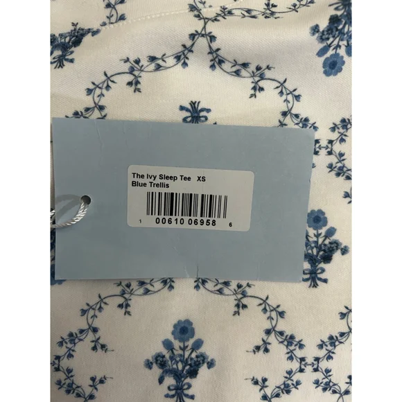 NWT Hill House Ivy Sleep Tee in Blue Trellis, Size XS - Picture 5 of 9